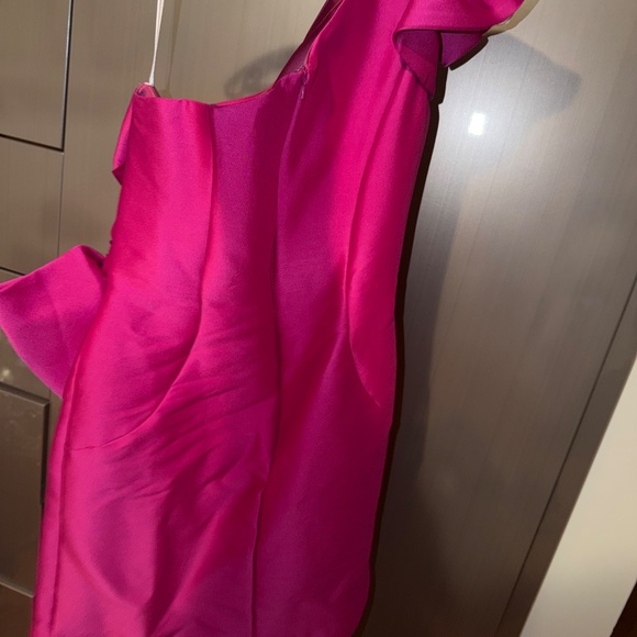 Jovani 23064 Fuchsia One Shoulder Fitted Cocktail Dress - Picture 3 of 5